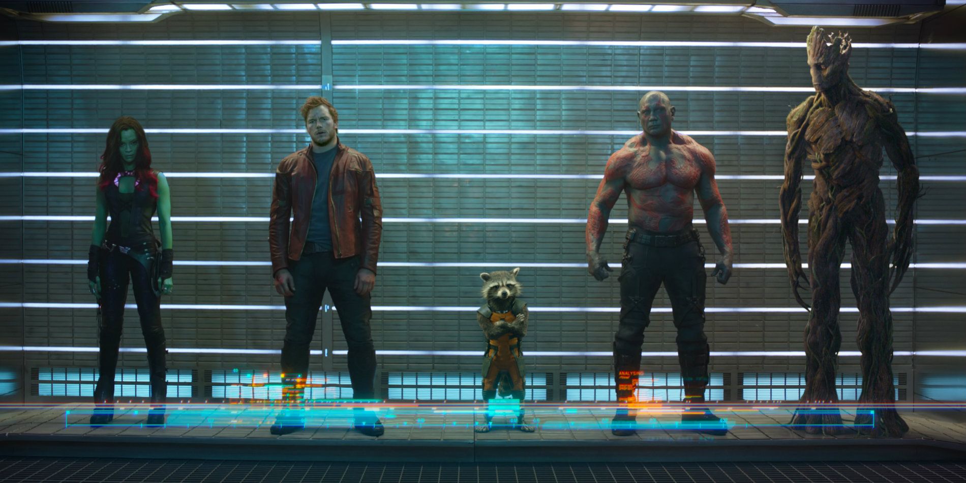 The characters line up in Guardians of the Galaxy