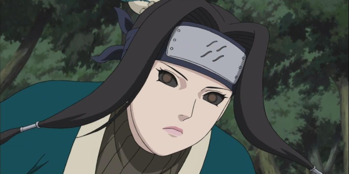 A closeup of Haku while on the run in Naruto