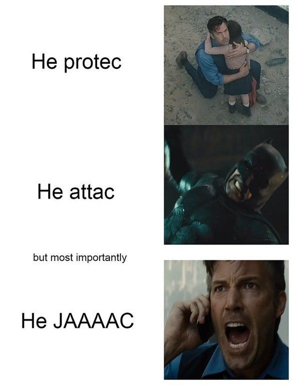 He Protec He Attack He Jack Bruce Wayne in Batman V Superman Meme
