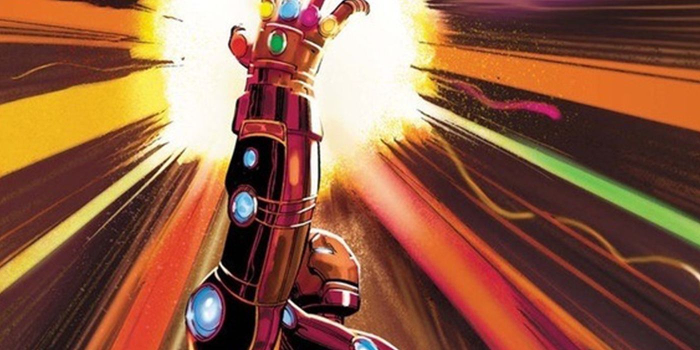 Iron Man wears the Infinity Gauntlet