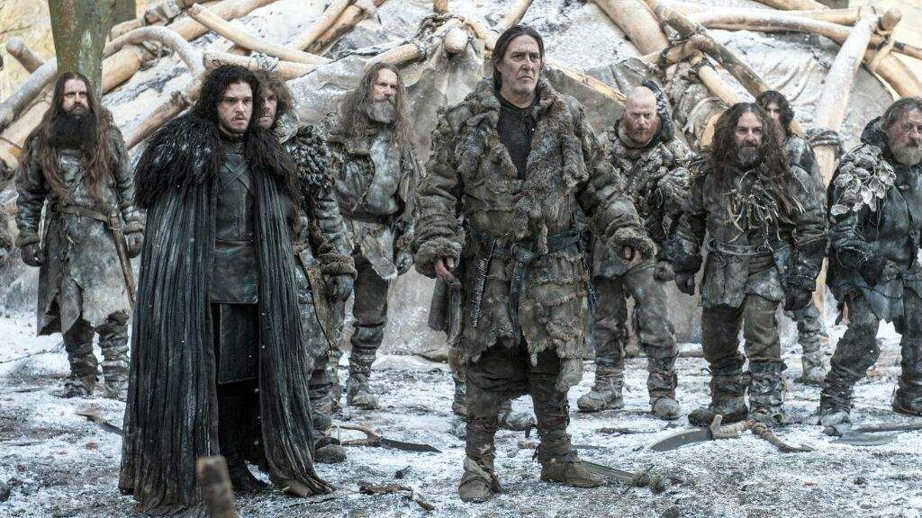 Jon Snow with Mance Rayder and the Wildlings