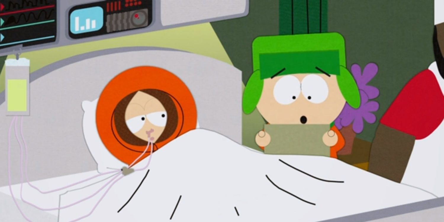 Kenny in the hospital for the final time in South Park