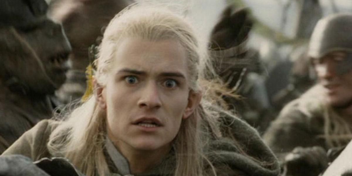 Legolas looking shocked in The Lord of the Rings
