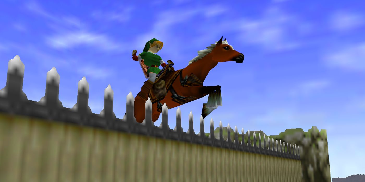 Link and Epona Lon Lon Ranch in Zelda Ocarina of Time