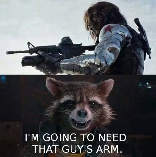 MCU memes Rocket Raccoon Winter Soldier arm