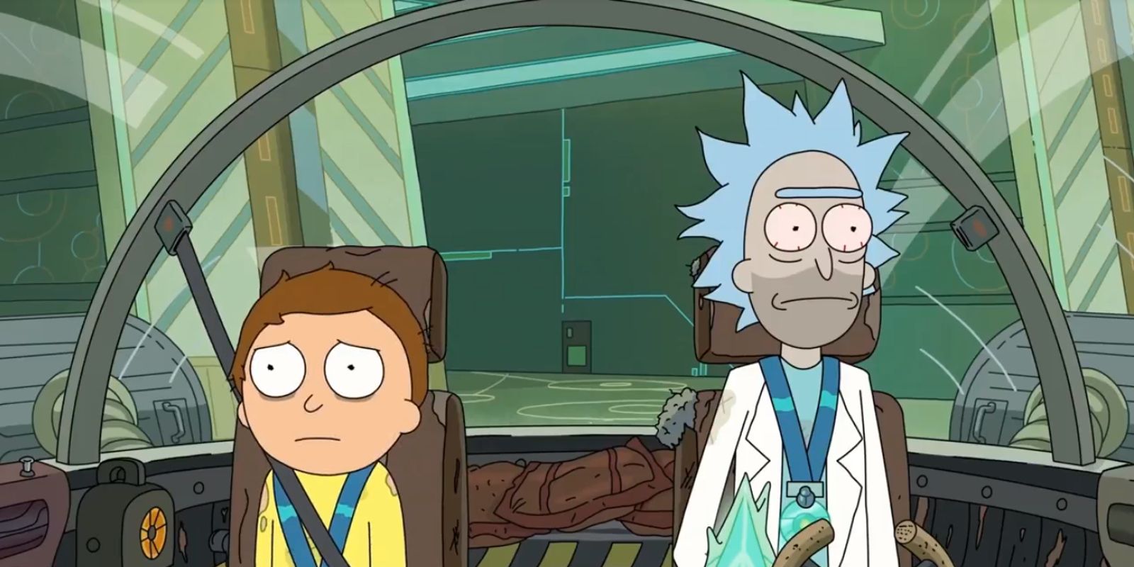 Morty and Rick looking tense in the Rick and Morty series