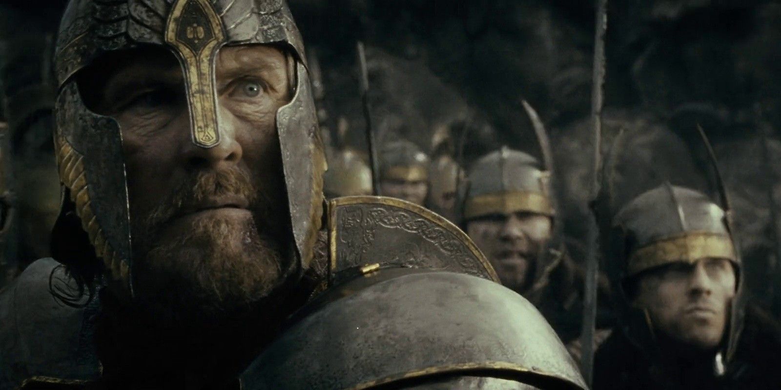 Elendil leading an army in The Lord of the Rings The Fellowship of the Ring