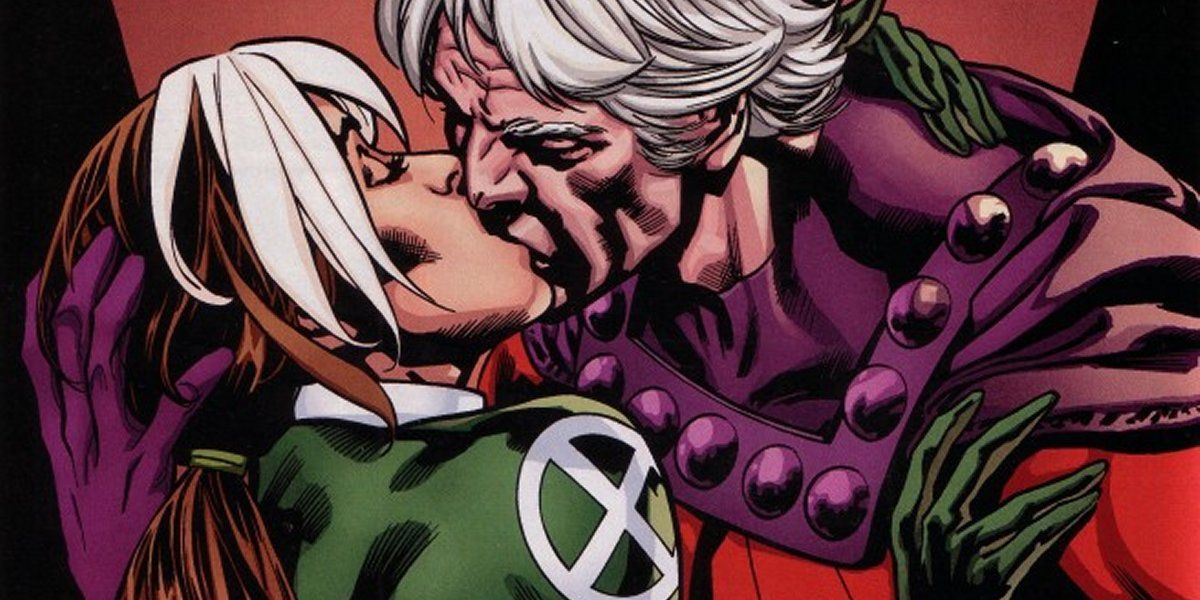 Rogue Magneto X Men romance Marvel kiss