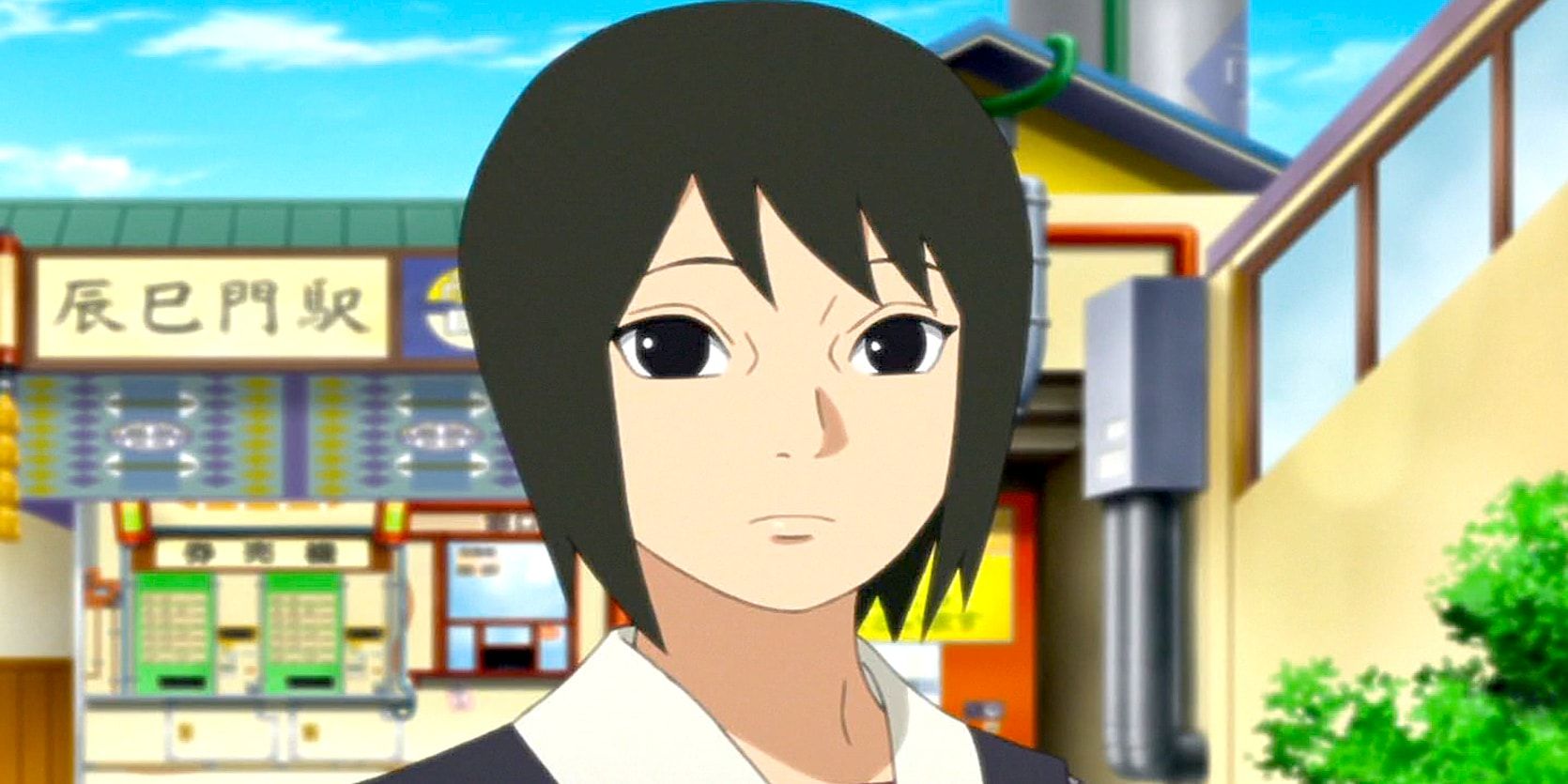 Shizune stands out in the village in Boruto