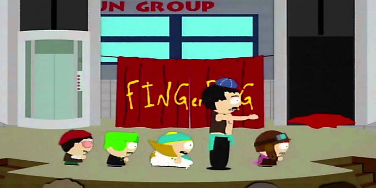 The South Park boys and Randy Marsh in Fingerbang