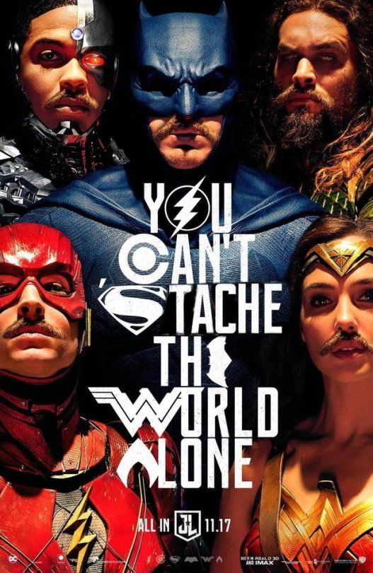 Stache the World Alone Justice League Meme