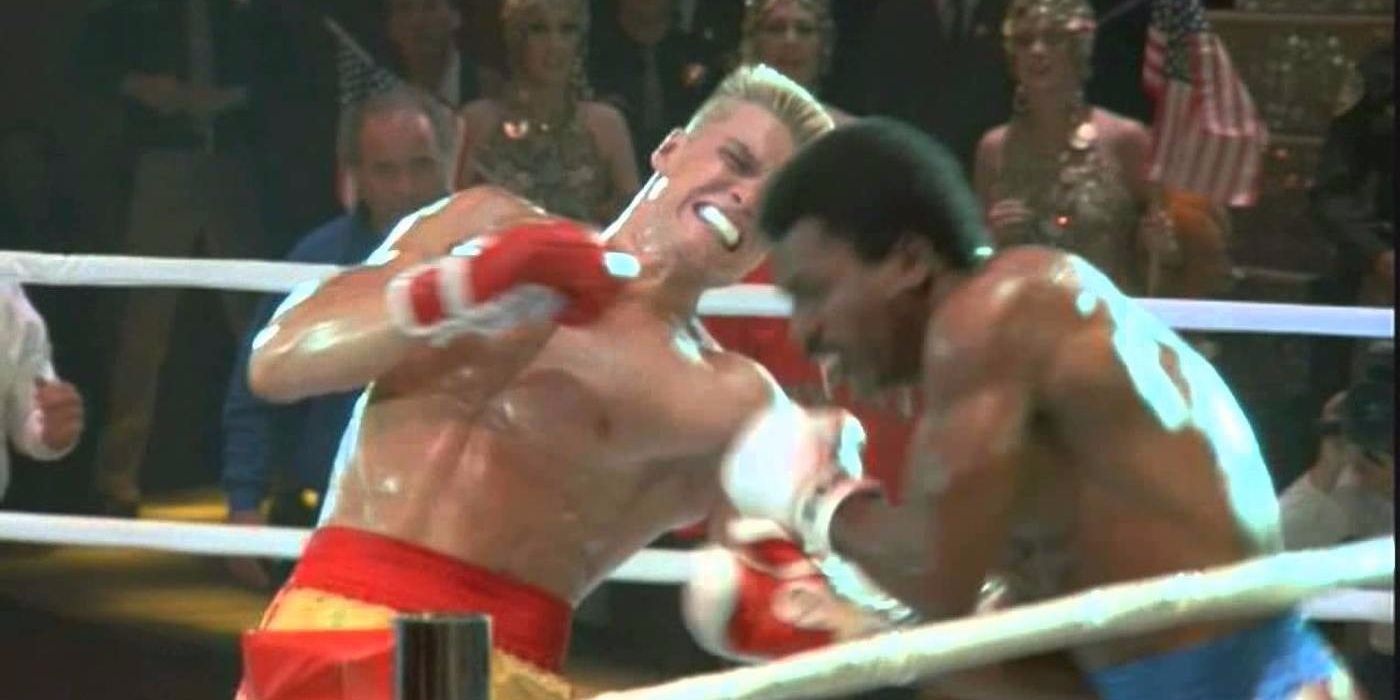 Ivan Drago and Apollo Creed in Rocky IV.