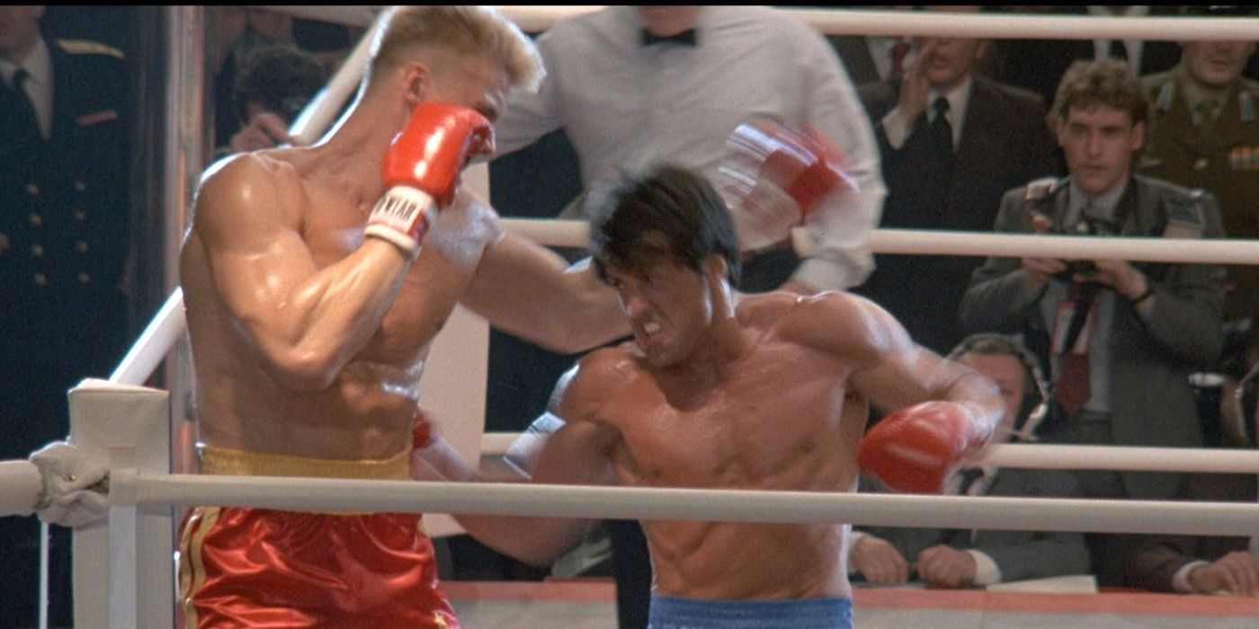 Rocky beating up Ivan Drago.