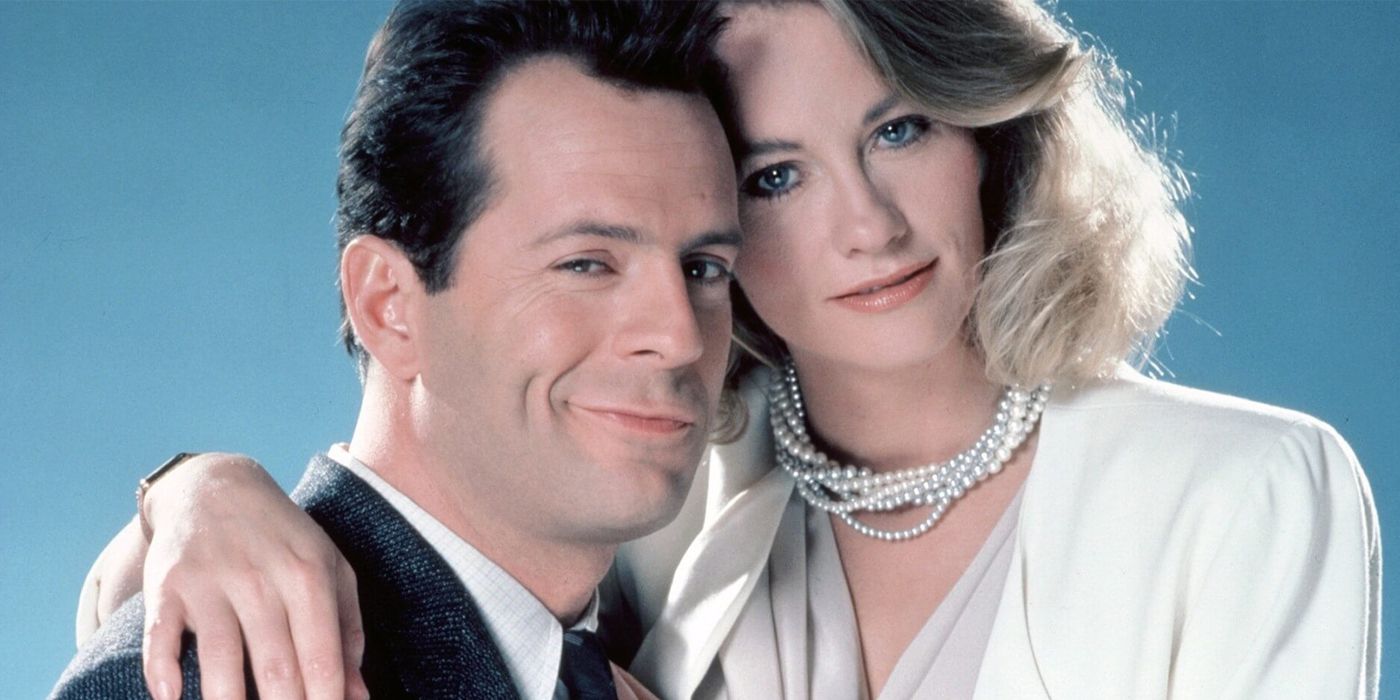 Cybill Shepherd and Bruce Willis as Maddie Hayes and David Addison in Moonlighting