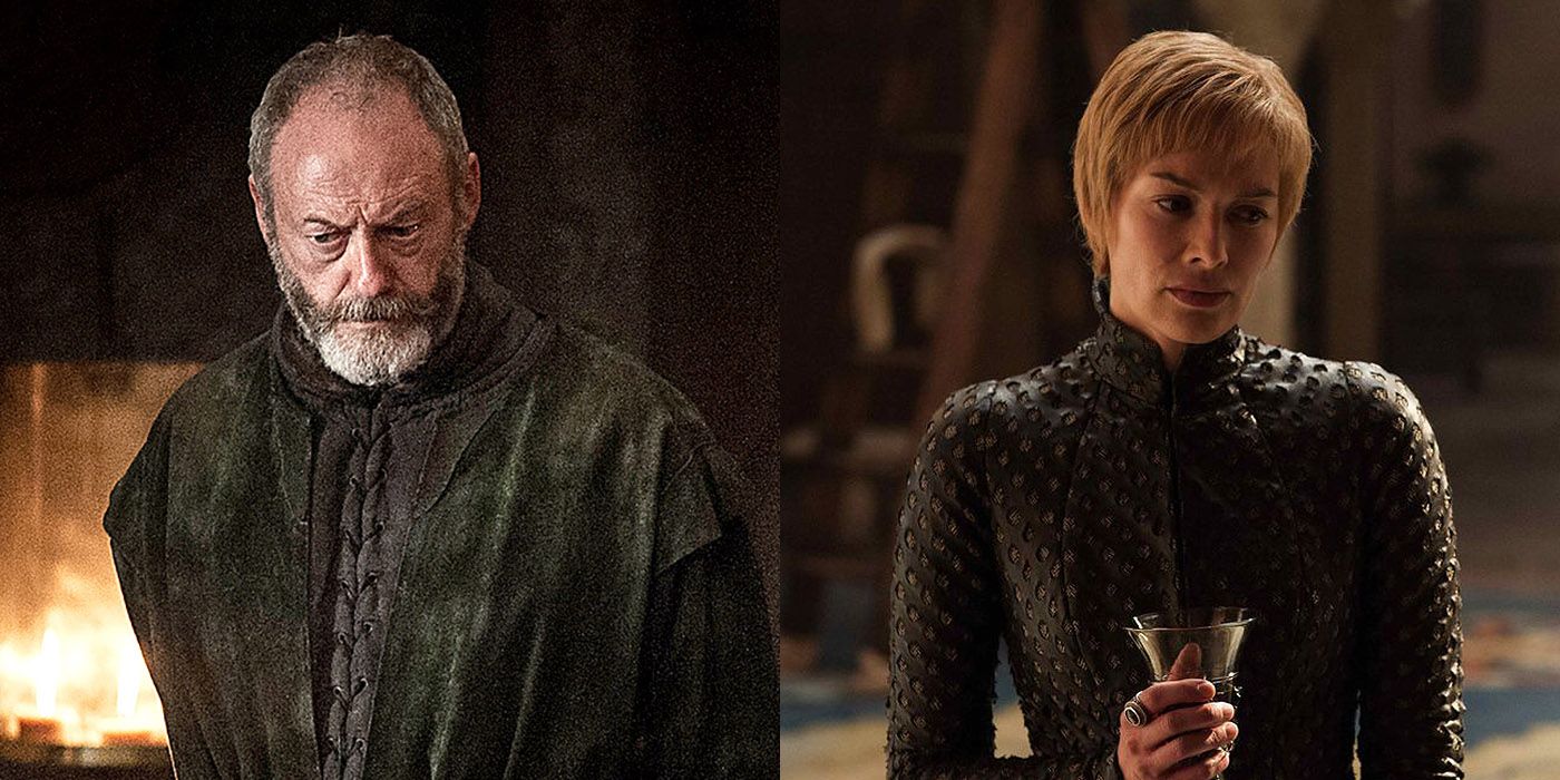 Davos Seaworth and Cersei Lannister from Game of Thrones
