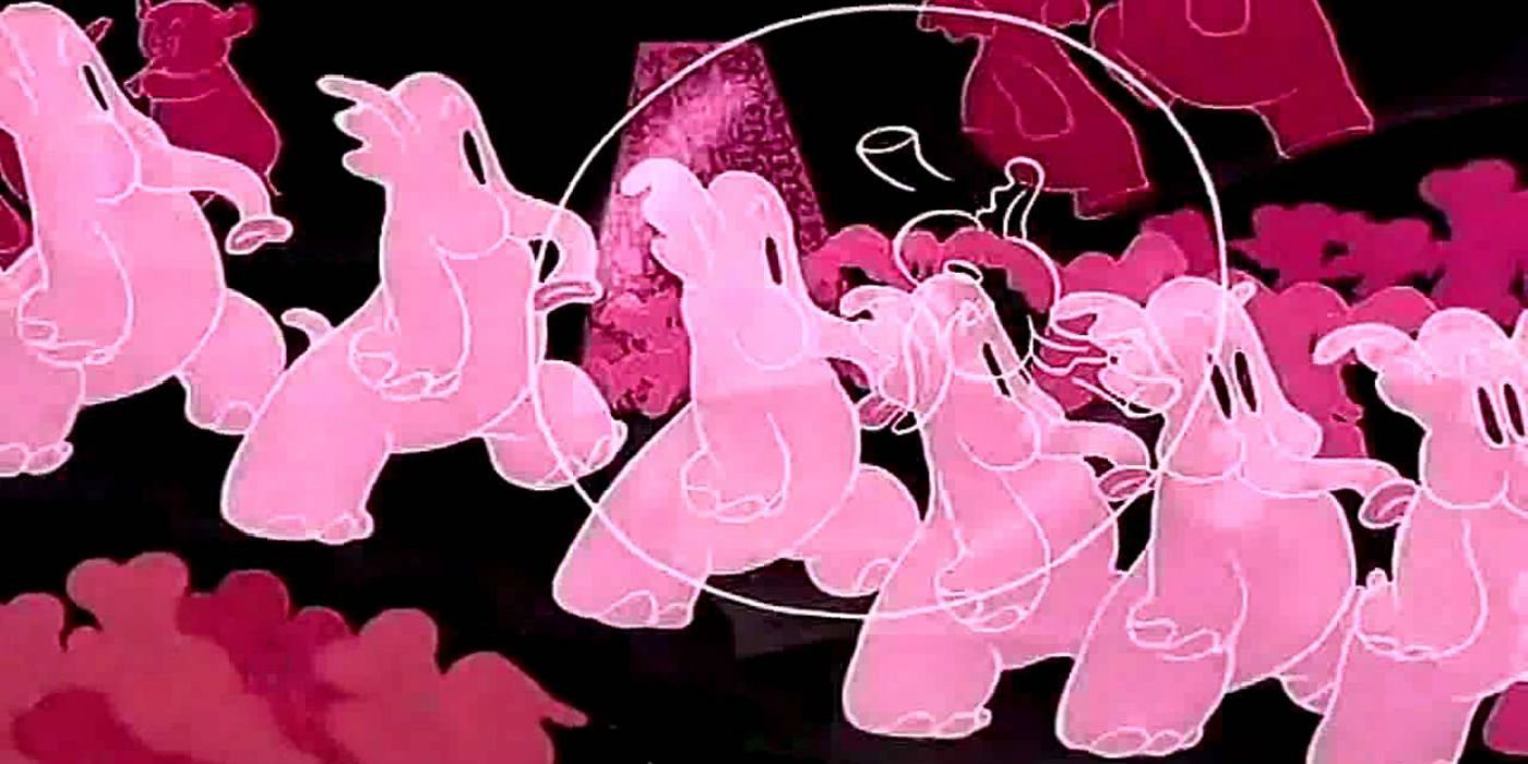 pink elephants marching through Dumbo's dream