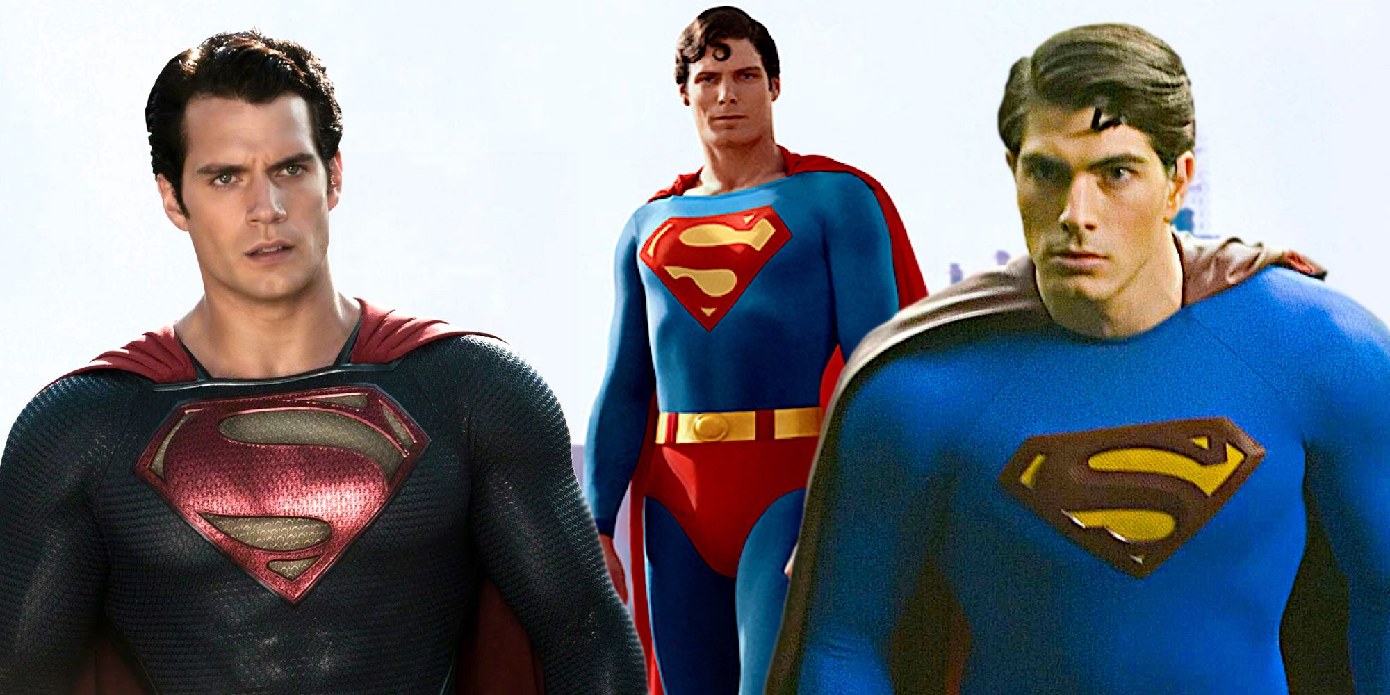 Henry Cavill Brandon Routh and Christopher Reeve as Superman