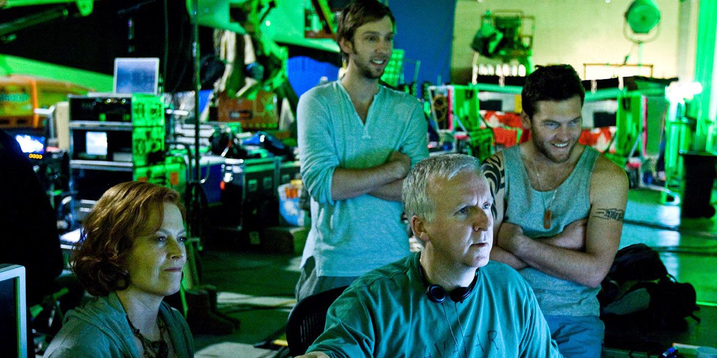 James Cameron and cast members from Avatar