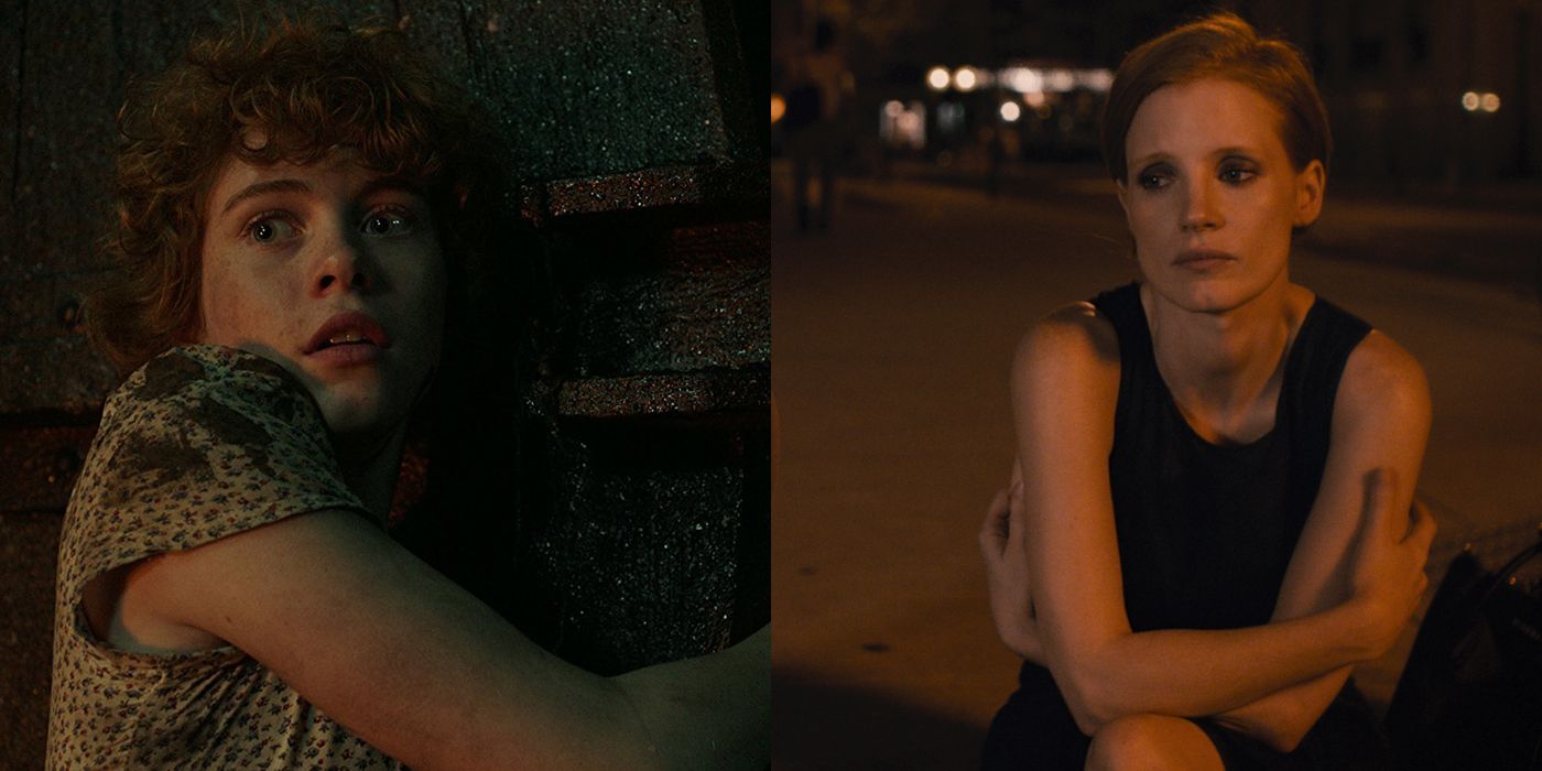 Sophia Lillis and Jessica Chastain as Bev Marsh in IT