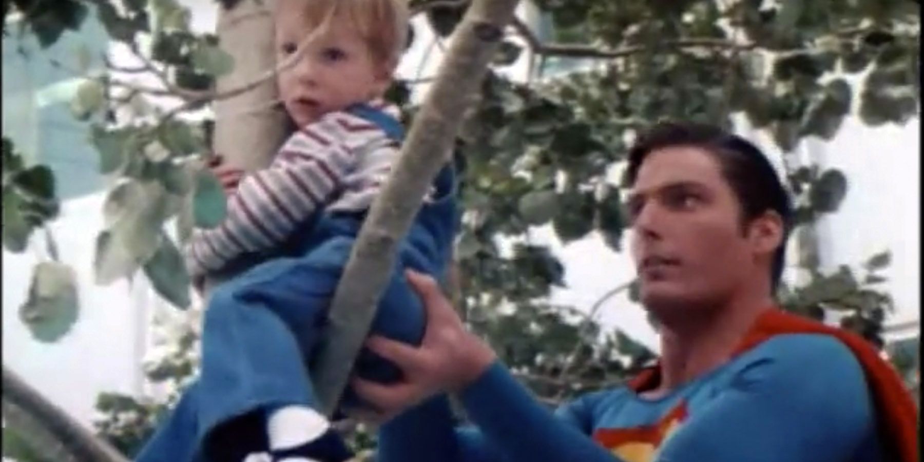 Superman III deleted scene Christopher Reeve saves kid from see saw