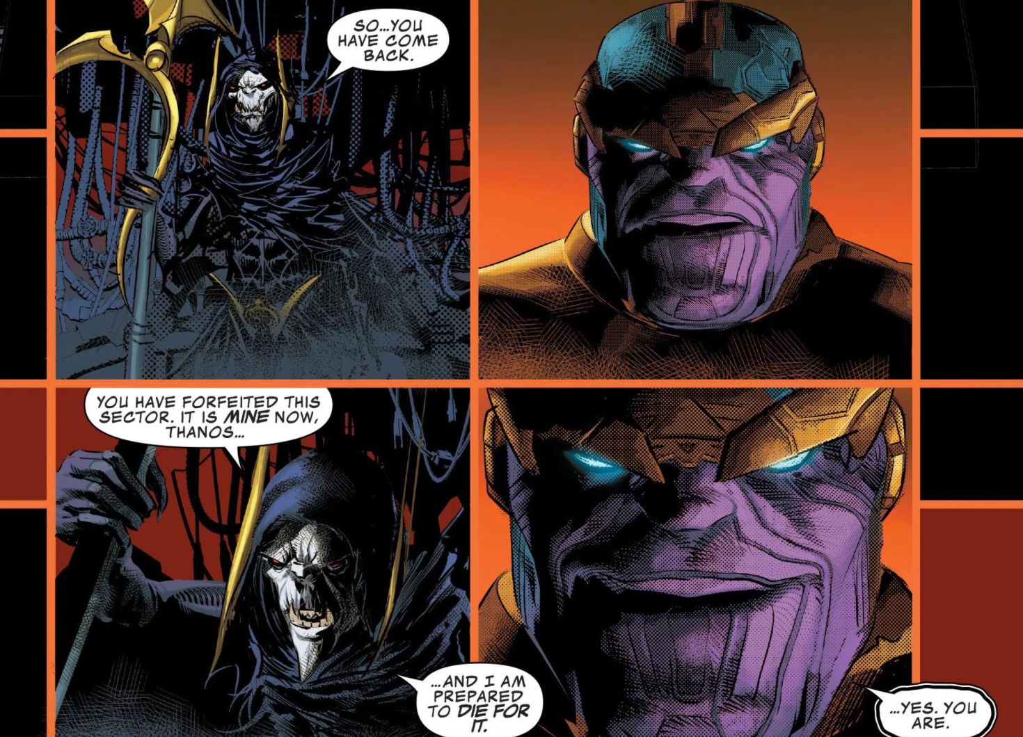 Thanos Returns To The Black Quadrant To Fight Corvus Glaive in Thanos Issue 1