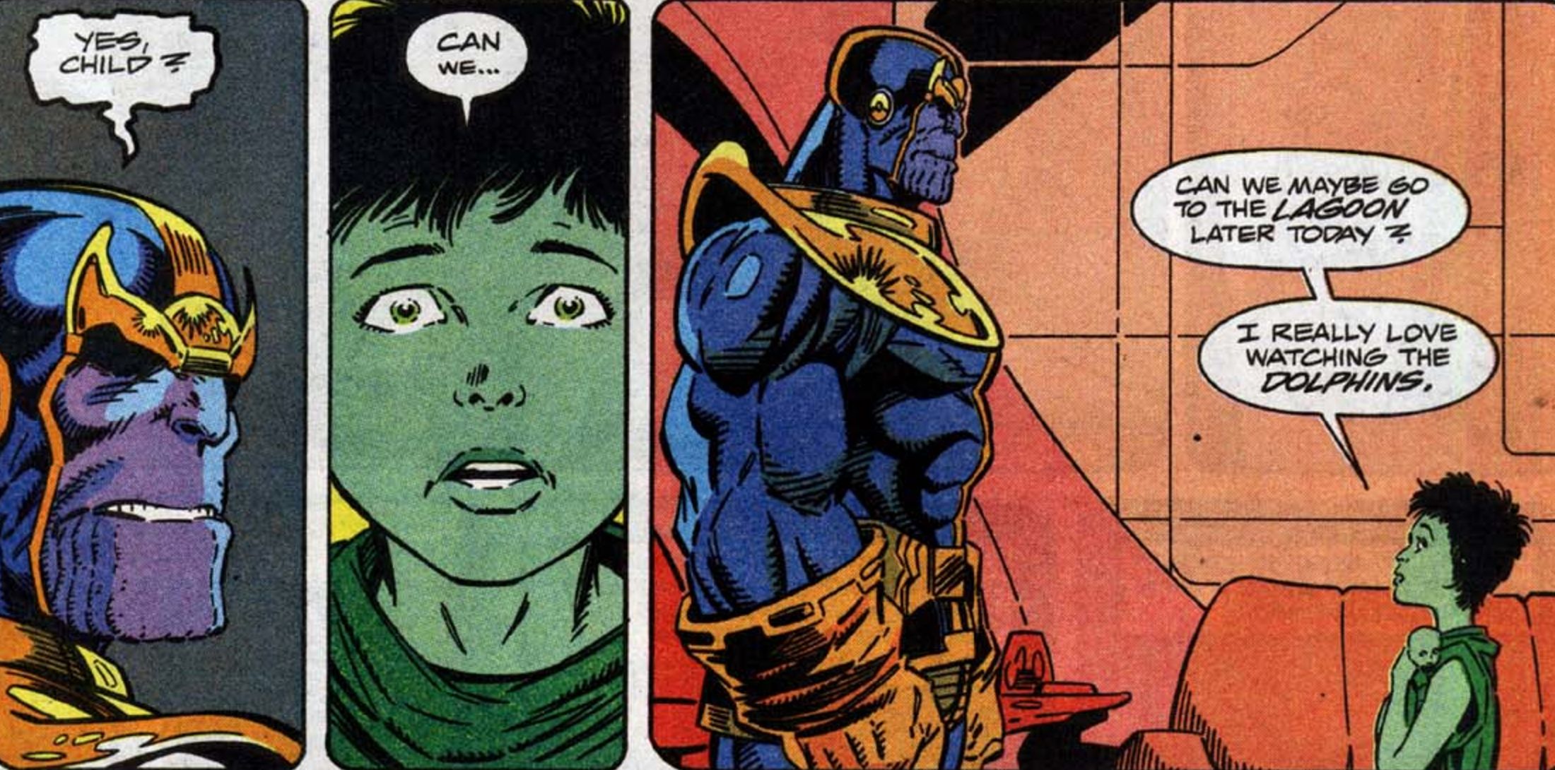 Thanos With A Young Gamora