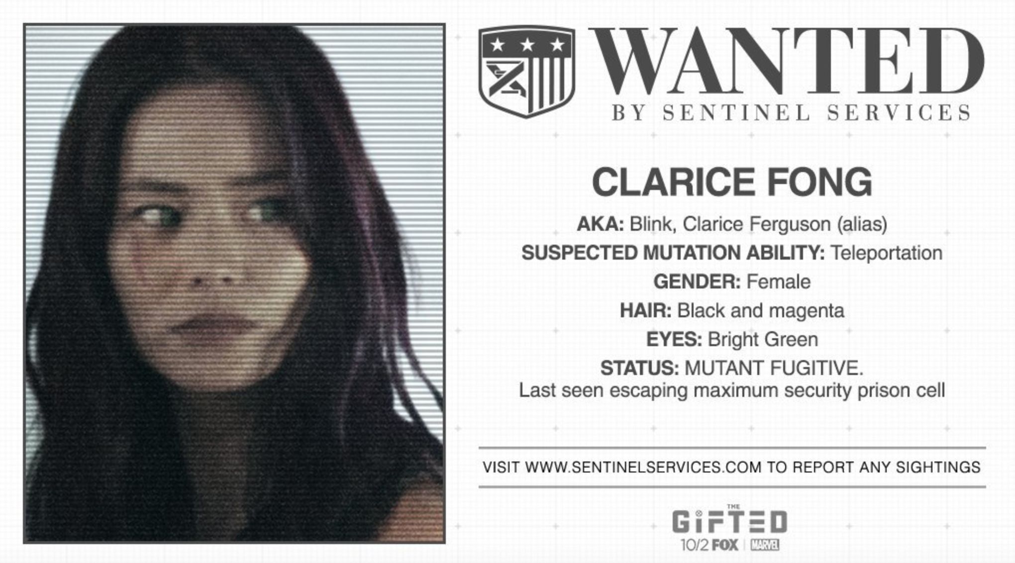 The Gifted Sentinel Services Wanted Poster for Blink