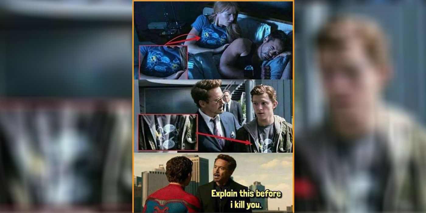Tony Stark Peter Parker Spider-Man Homecoming t-shirt meme