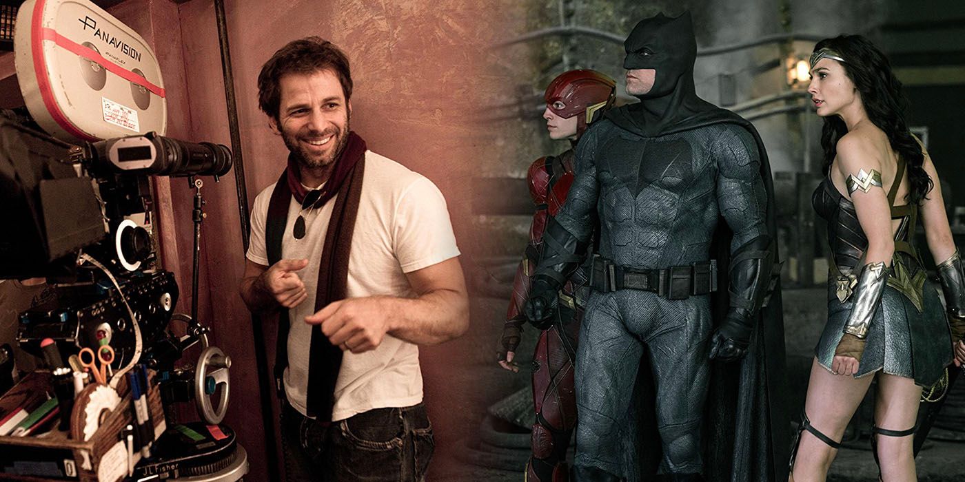 Zack Snyder and Ben Affleck, Ezra Miller, and Gal Gadot in Justice League