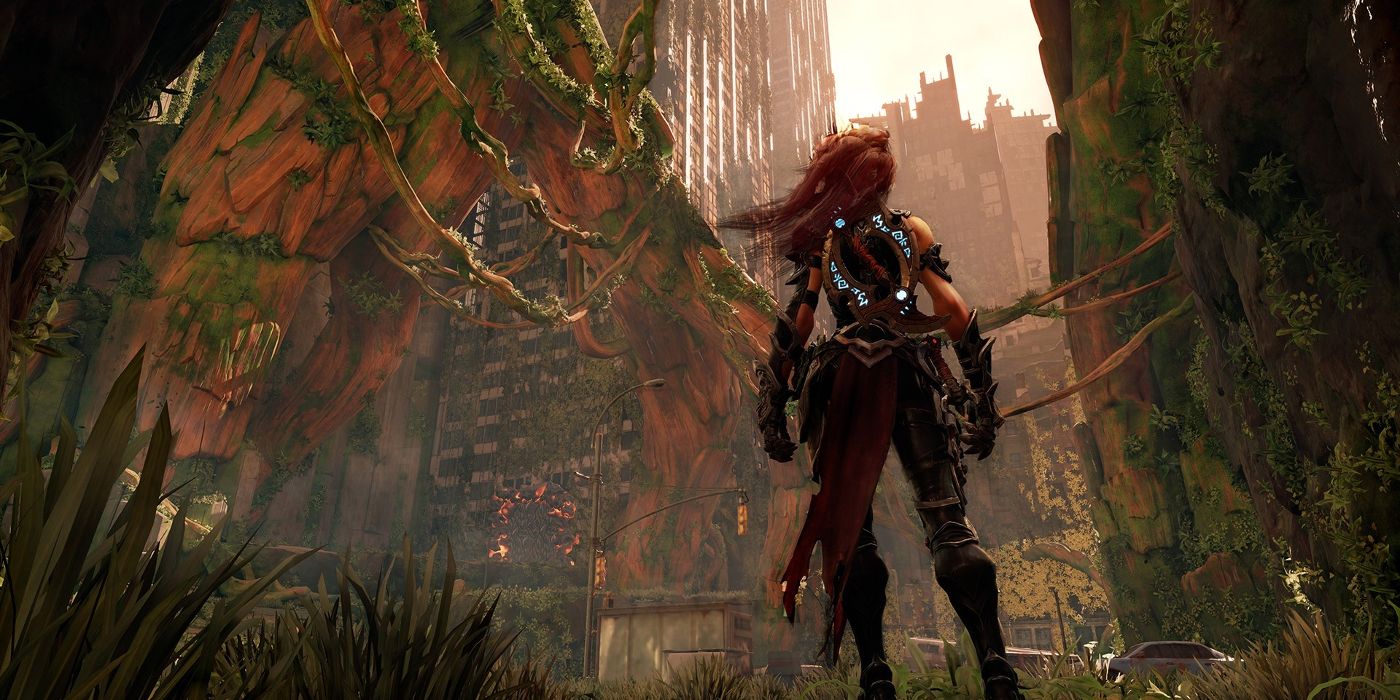Some promotional art for Darksiders III featuring game protagonist Fury