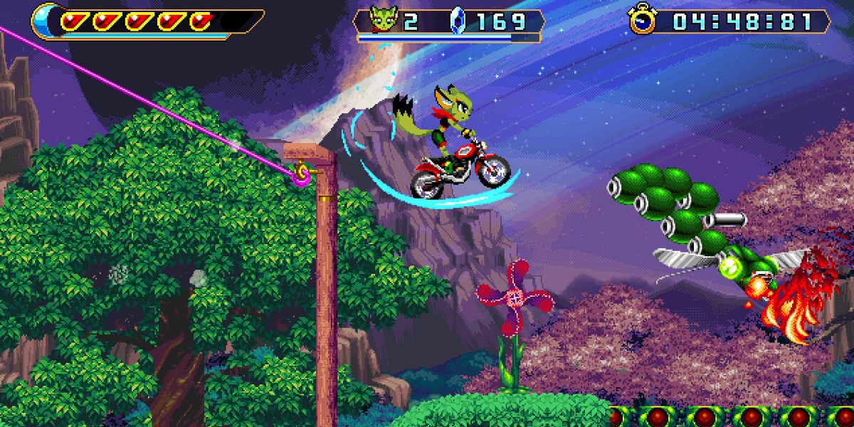 A screenshot from an early version of Freedom Planet 2