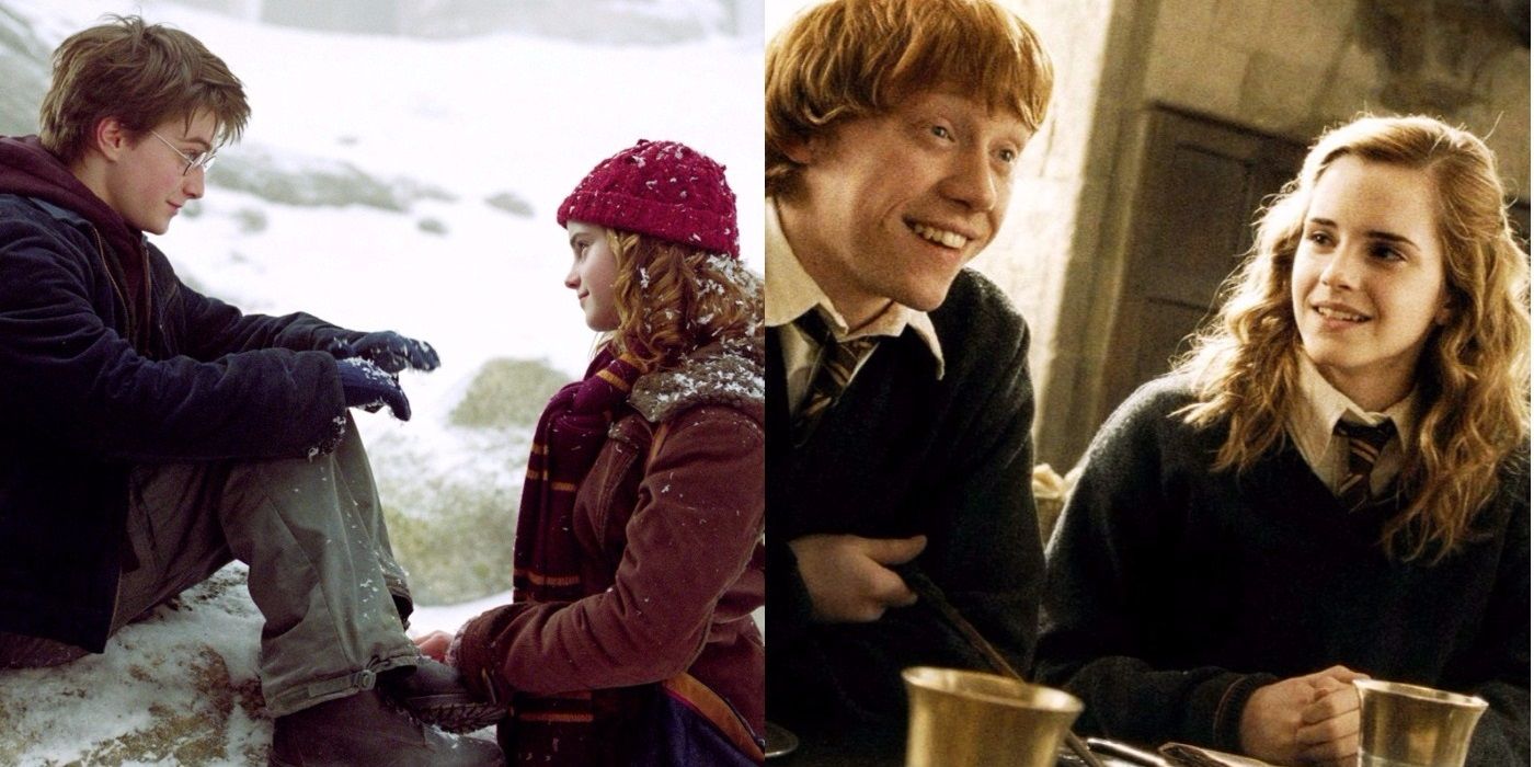hermione with ron and hermione with harry emma watson daniel radcliffe rupert grint