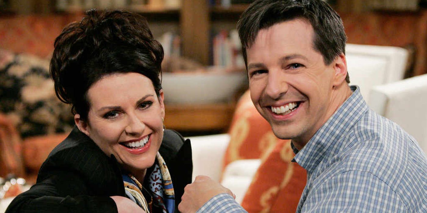 Karen and Jack smiling for the camera on Will &amp; Grace