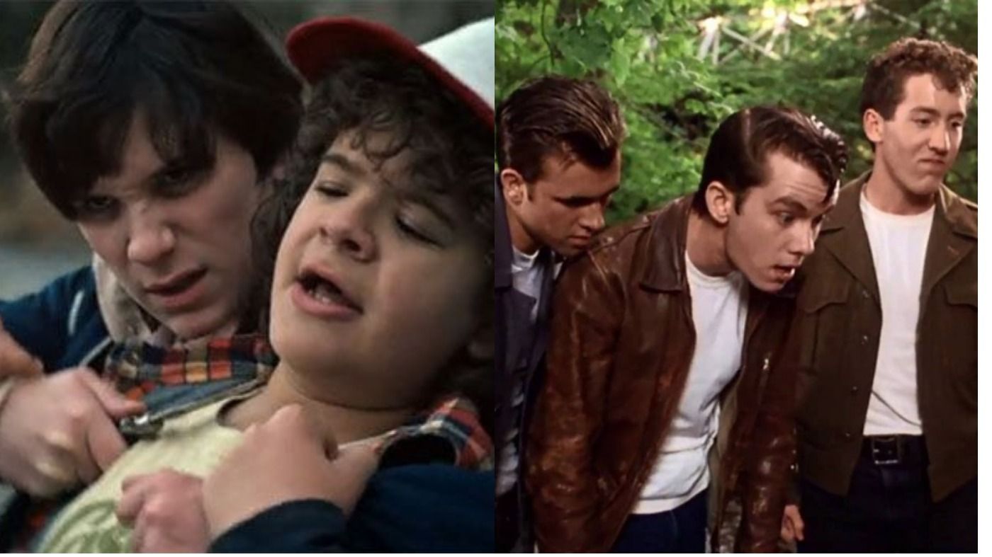 troy with knife holding dustin stranger things bully henry bowers and his gang it 1990 stephen king