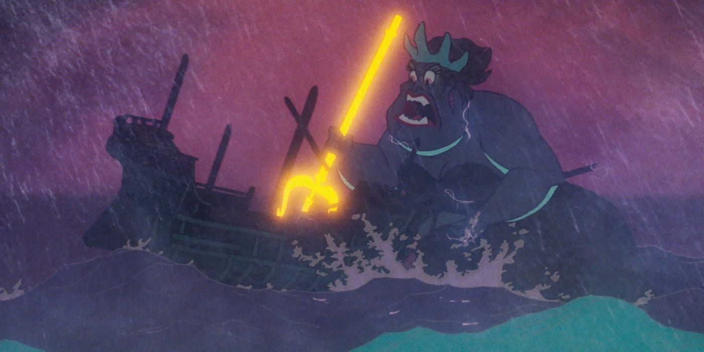 Ursula impaled on the bow of a ship in The Little Mermaid (1989)