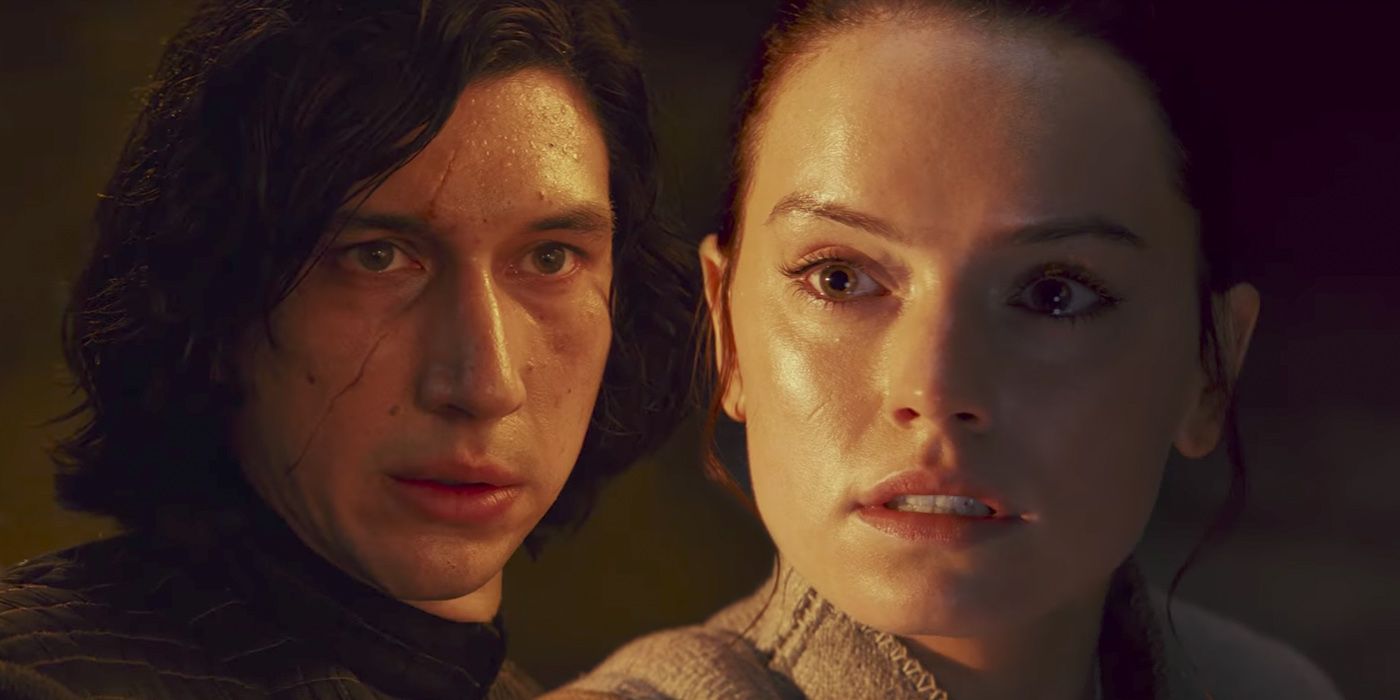 Adam Driver as Kylo Ren and Daisy Ridley as Rey in Star Wars The Last Jedi