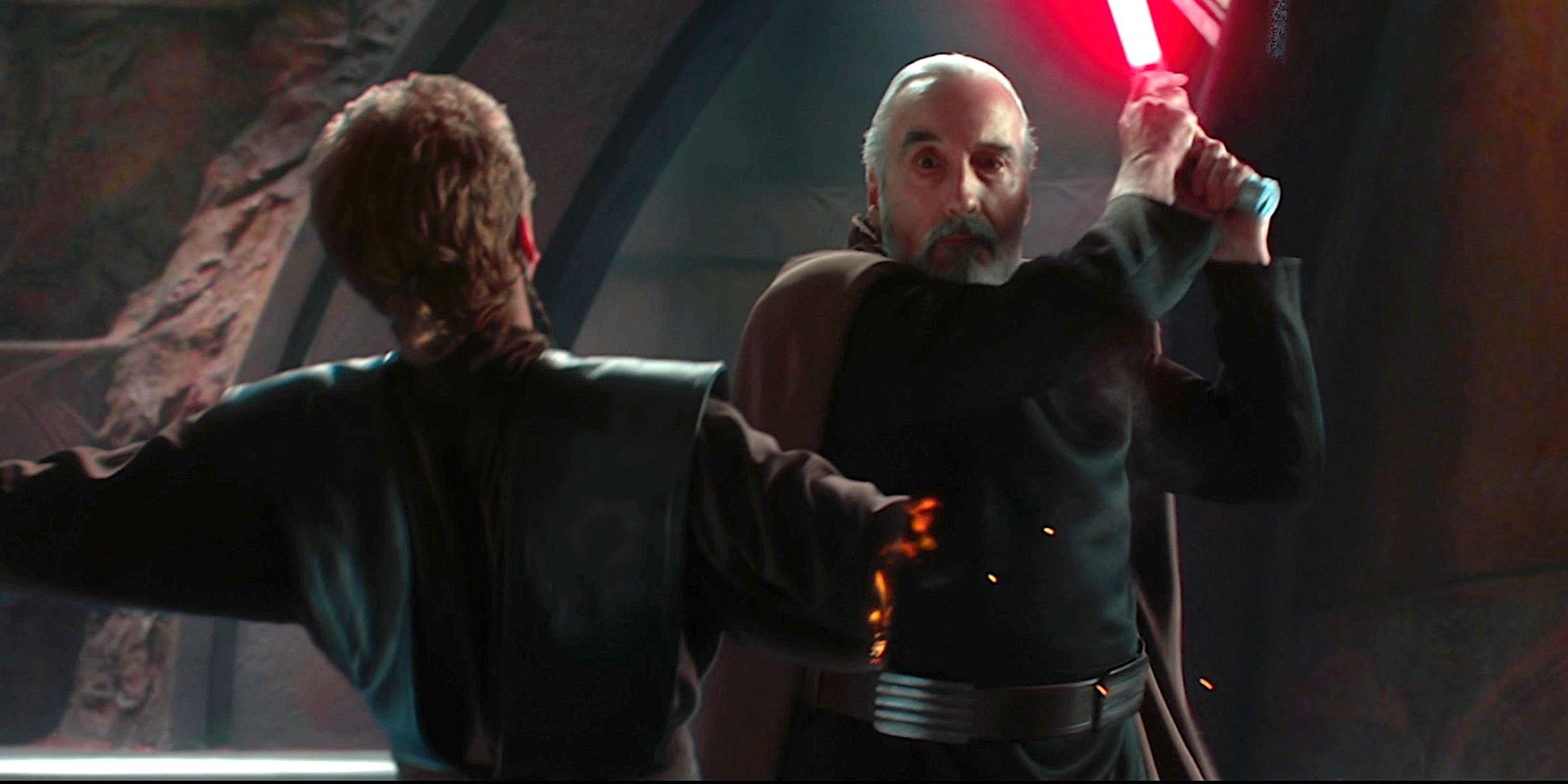 Anakin Skywalker loses his arm to Count Dooku in Star Wars Episode 2 Attack of the Clones