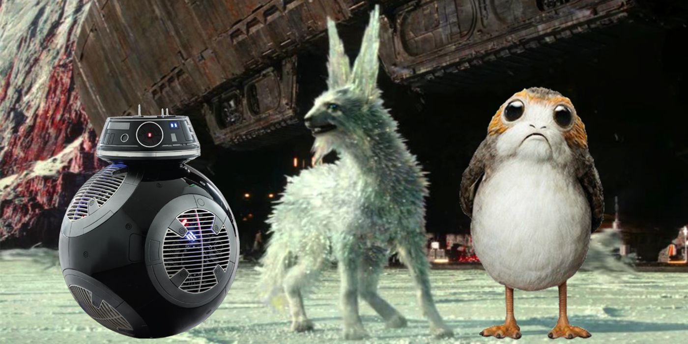 BB-9E and Porg in Star Wars The Last Jedi