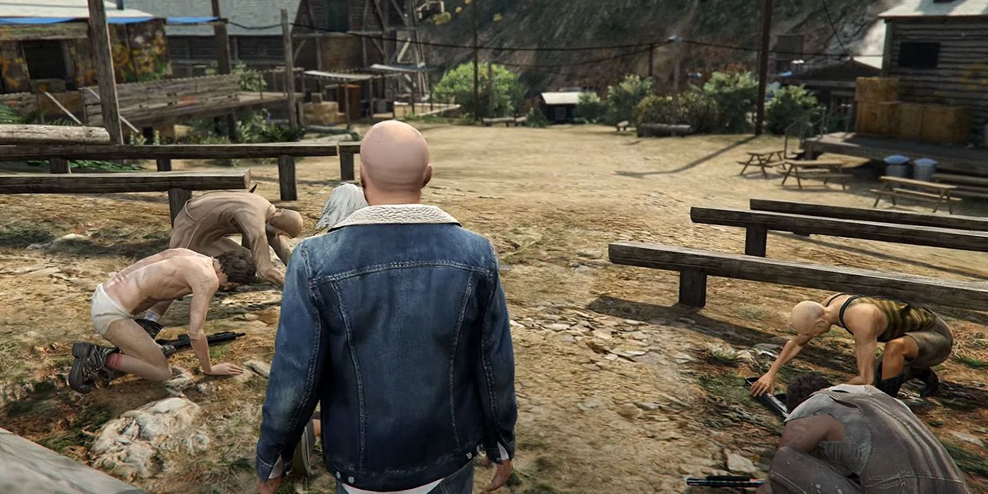 Trevor infiltrates a cult of cannibals in Grand Theft Auto 5.