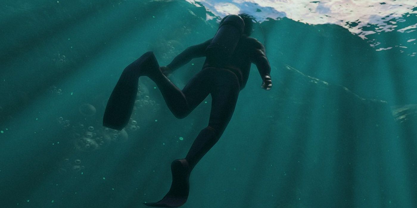 Swimming underwater with scuba gear in Grand Theft Auto V