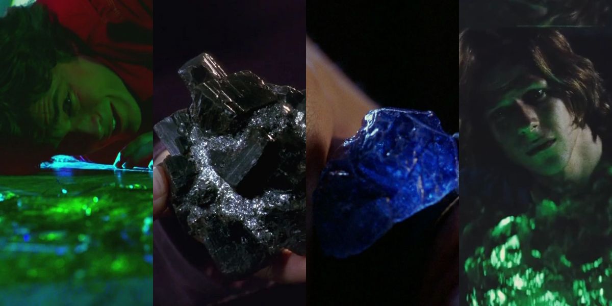 Green silver and blue Kryptonite in Smallville and Green Kryptonite in Batman vs Superman