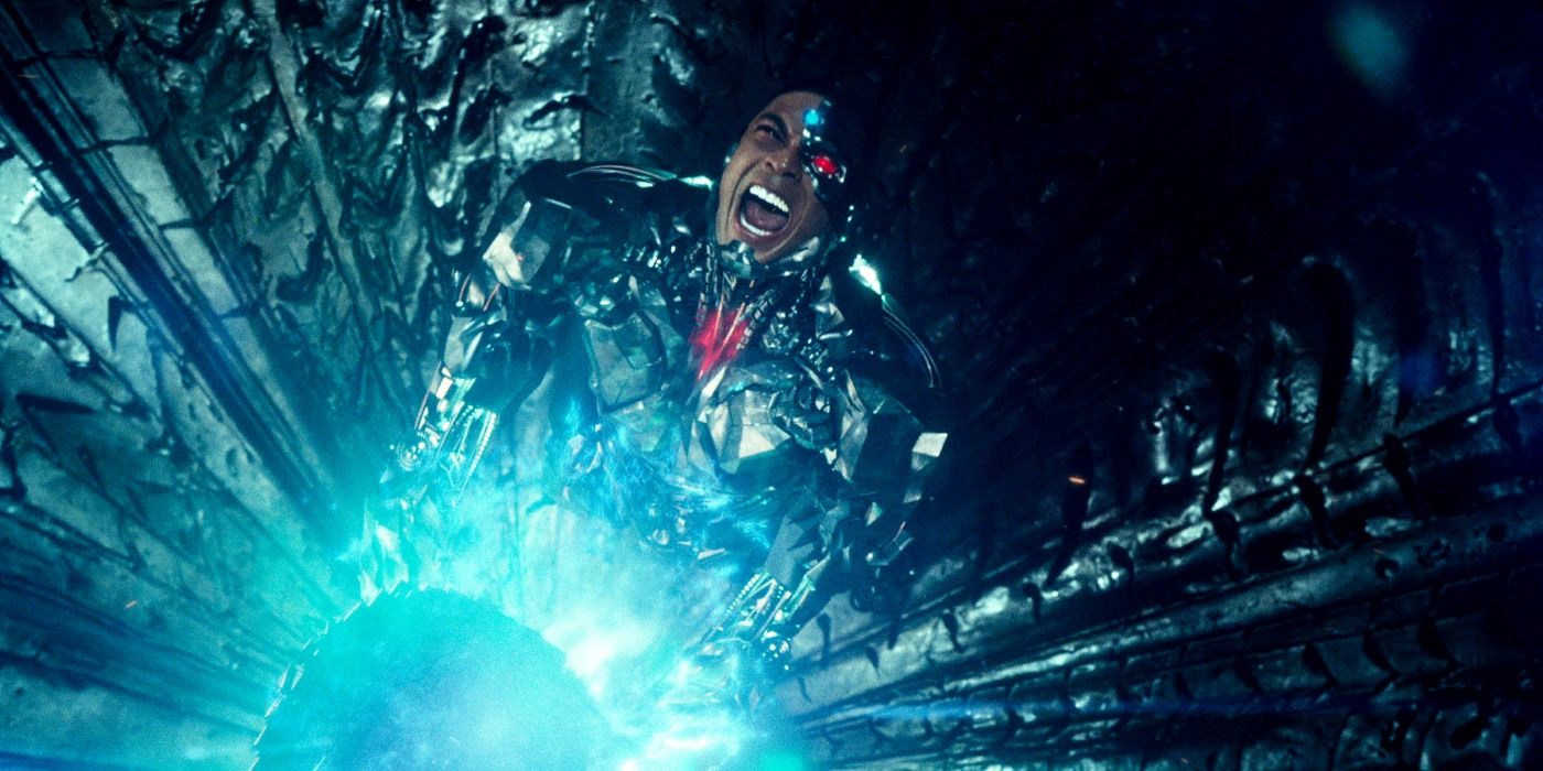 Cyborg connecting to the Mother Boxes in Justice League