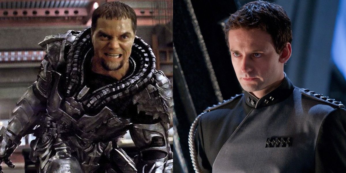 Michael Shannon as General Zod in Man of Steel DCEU and Callum Blue as Major Zod in Smallville