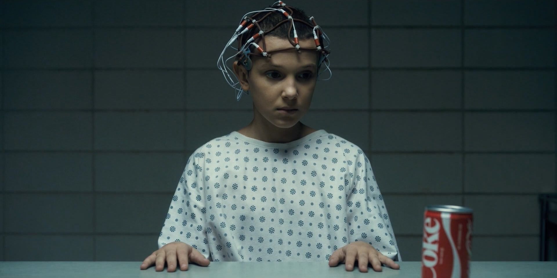 Millie Bobbie Brown as Eleven Wired Up at Hawkins Lab in Stranger Things