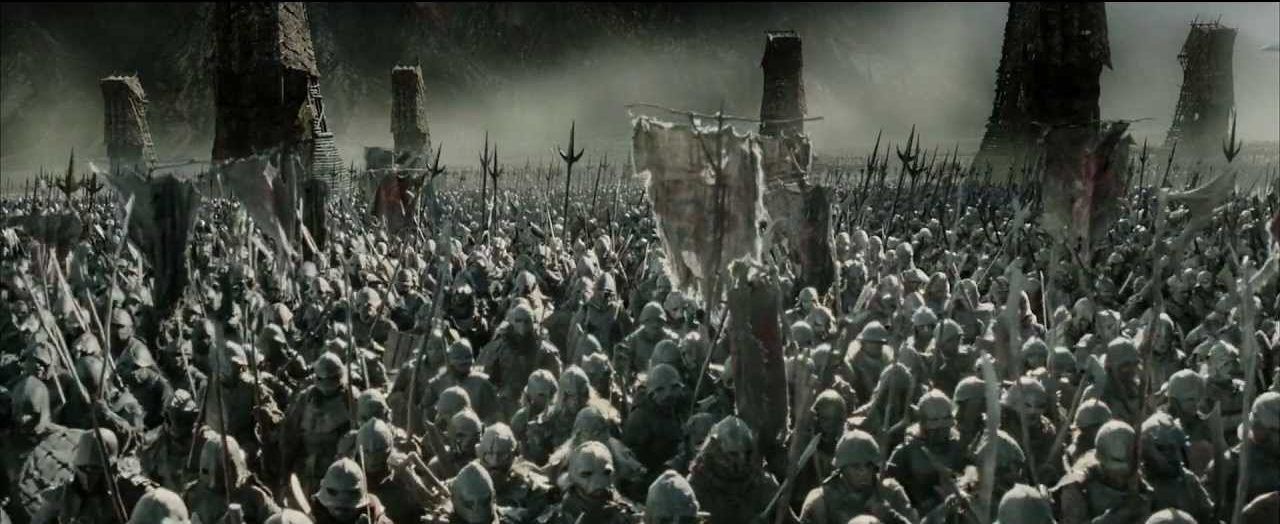 A sea of orcs in The Lord of the Rings