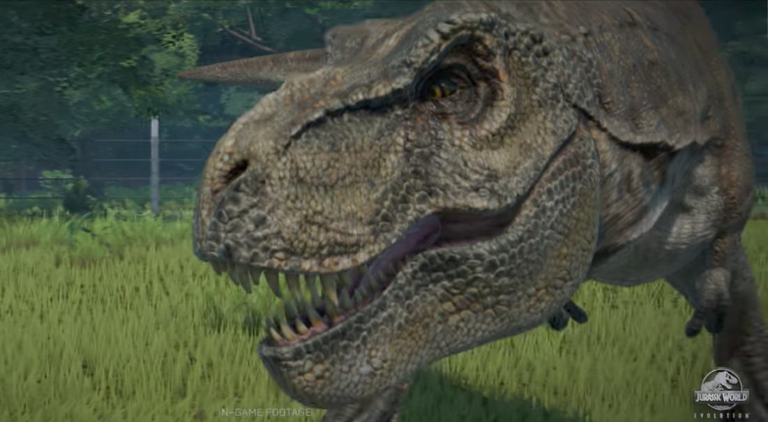 Jurassic Park Evolution gameplay footage T-rex