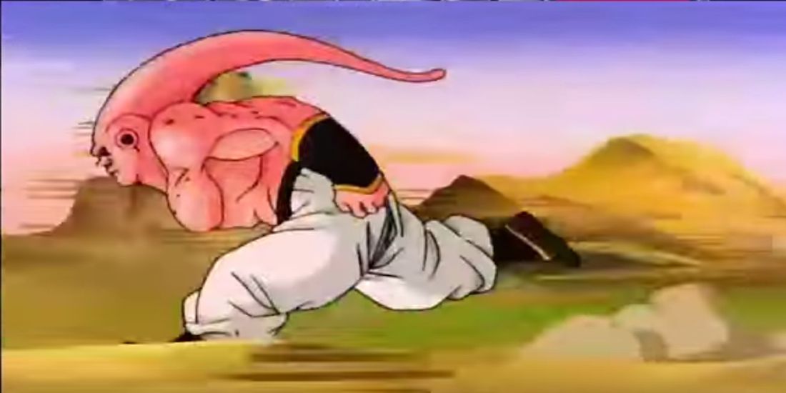 A screenshot of South Buu from the Dragon Ball anime series.
