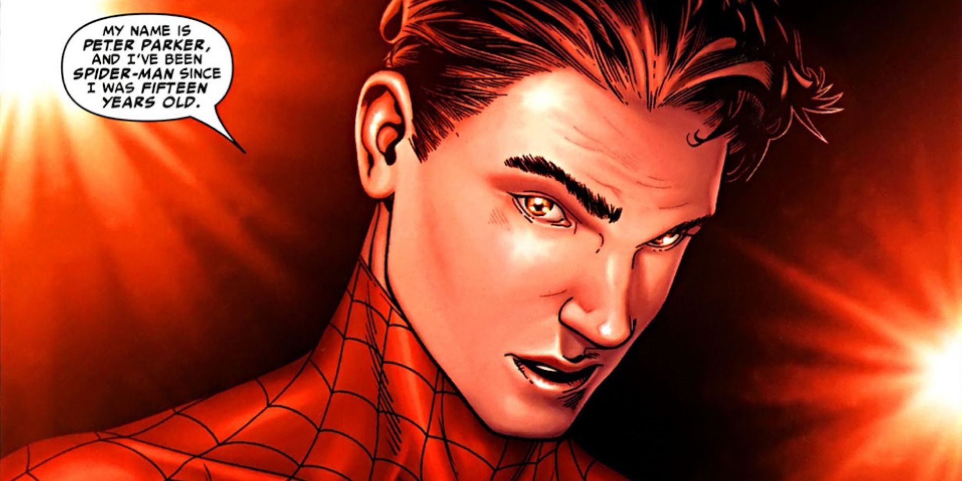 Spider-Man without his mask confessing his identity in Marvel Comics