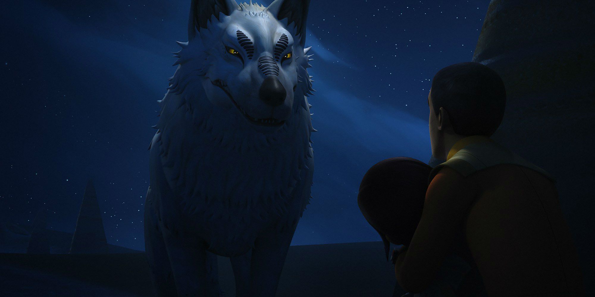 Star Wars Rebels Season 4 Loth Wolf named Dume approaches and guides Ezra
