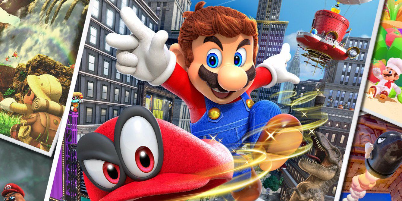 Mario flings Cappy from the cover of Super Mario Odyssey 
